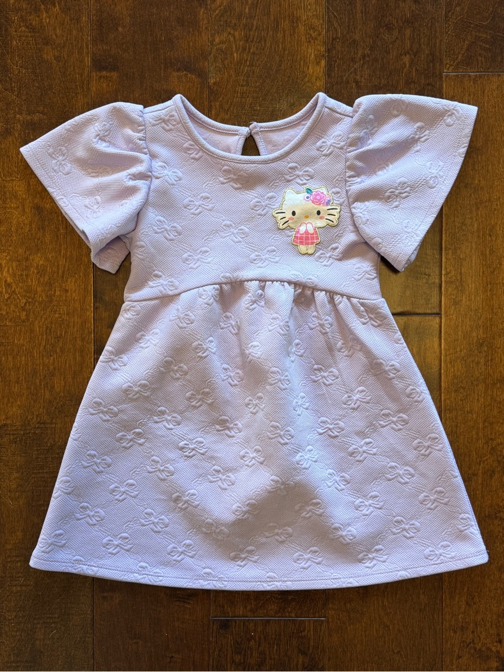 Hello Kitty Lavender Textured Cotton-Blend Girls Dress - 3T